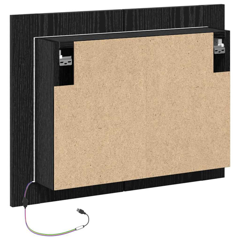 vidaXL Fürdőszobai tükrös szekrény Musta tammi 60 x 12 x 45 cm Faanyag