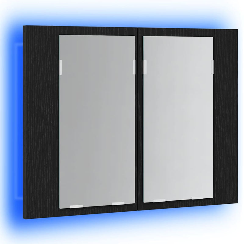 vidaXL Fürdőszobai tükrös szekrény Musta tammi 60 x 12 x 45 cm Faanyag