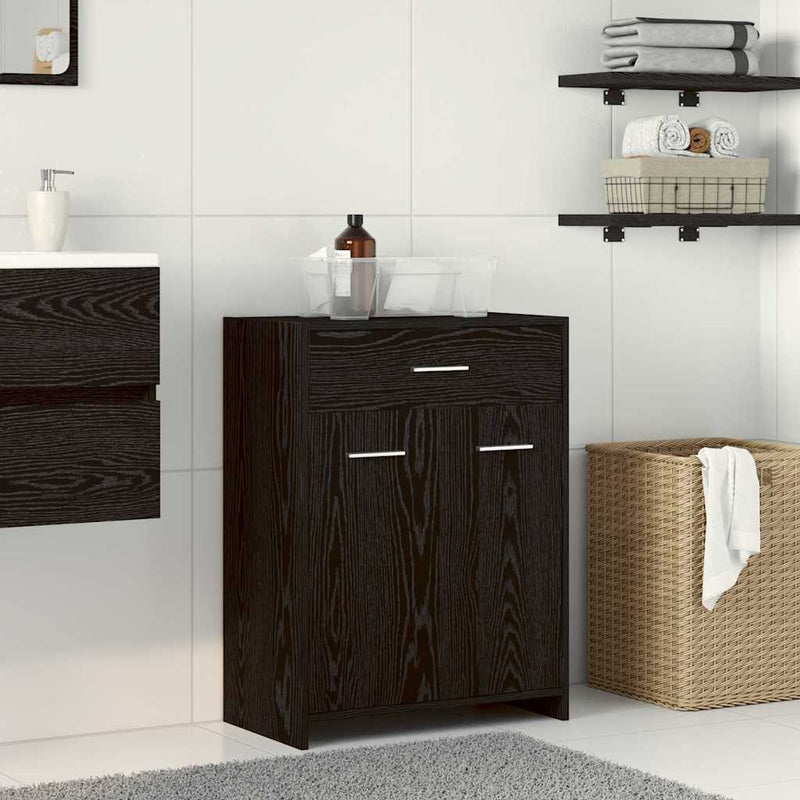 vidaXL Fürdőszekrény Fekete tölgy 60 x 33 x 80 cm Tömör tölgy fa
