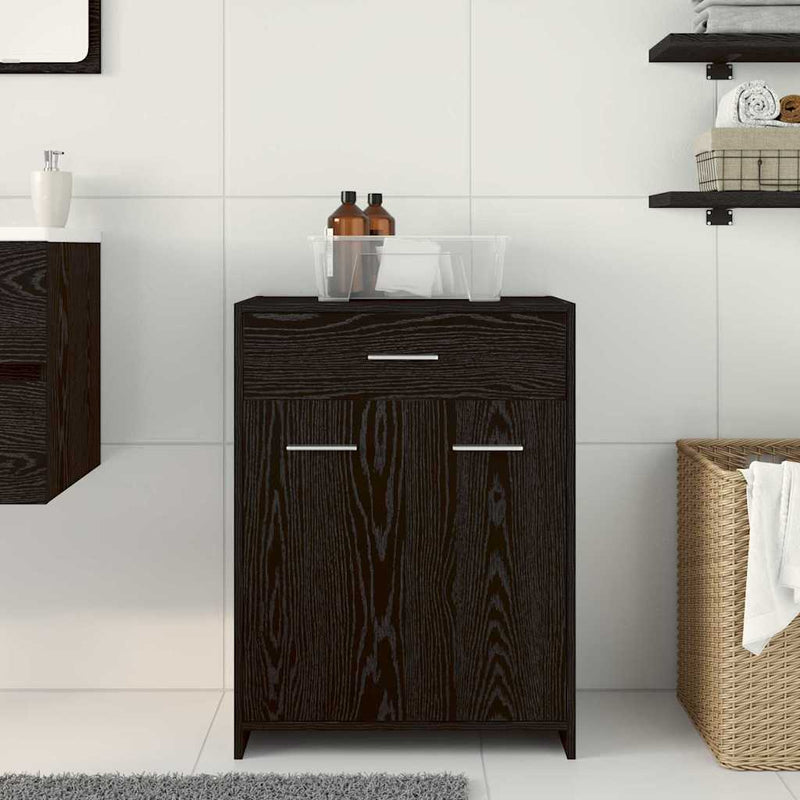 vidaXL Fürdőszekrény Fekete tölgy 60 x 33 x 80 cm Tömör tölgy fa