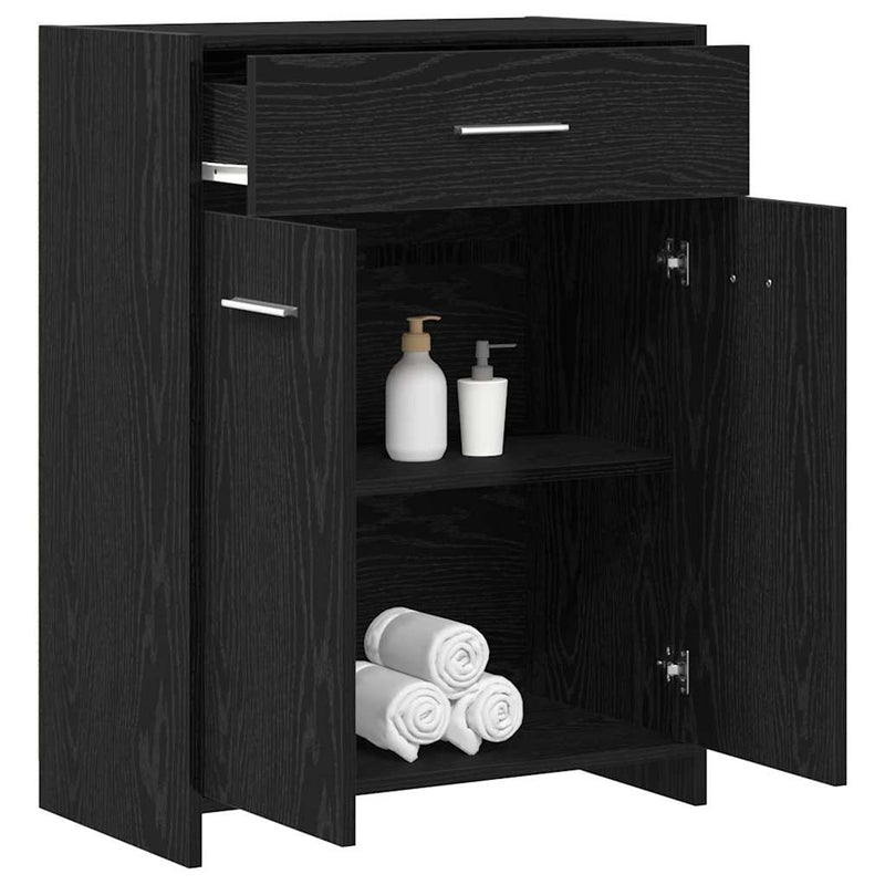 vidaXL Fürdőszekrény Fekete tölgy 60 x 33 x 80 cm Tömör tölgy fa