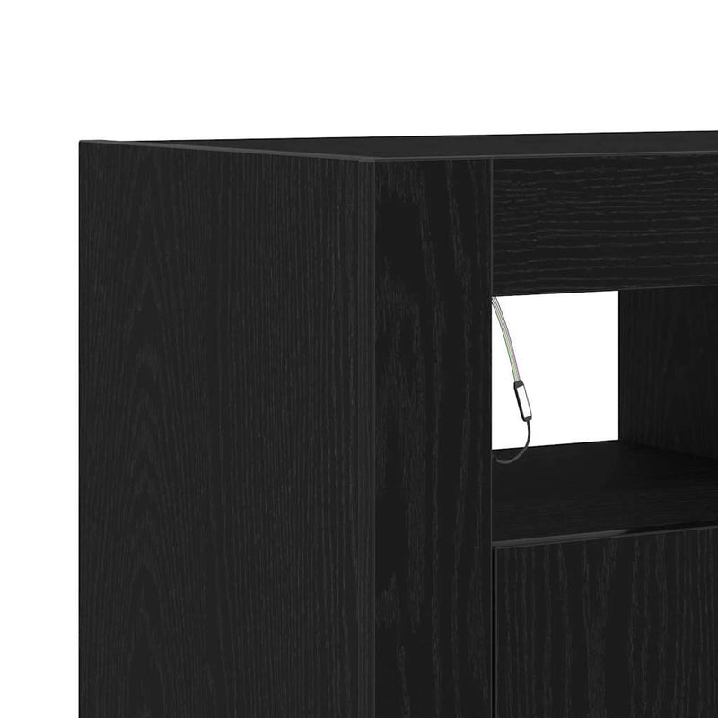 vidaXL Széf LED -es lámpákkal Fekete 80 x 35 x 75 cm Faanyag