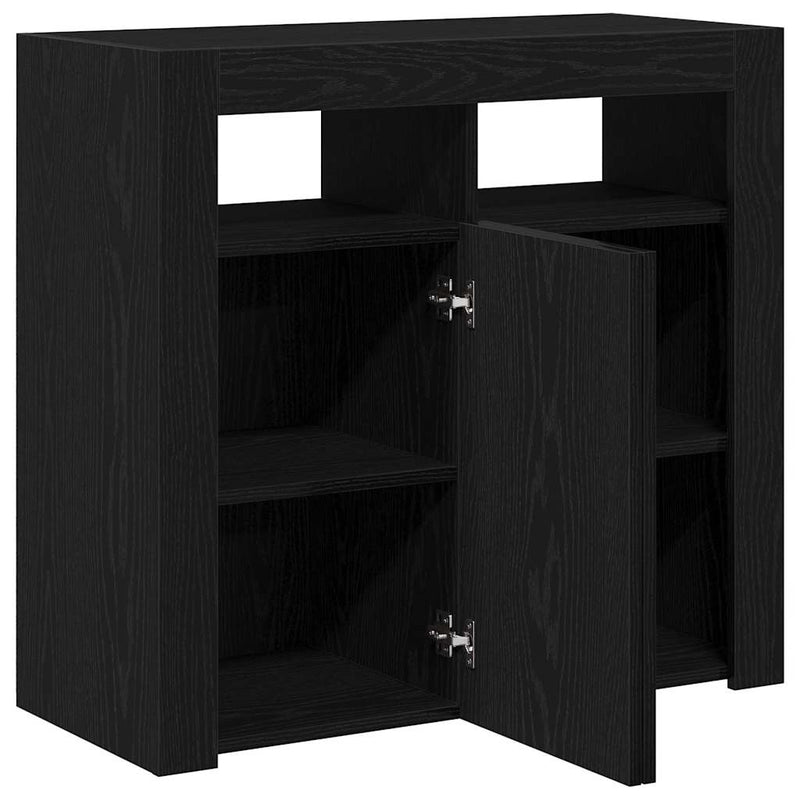 vidaXL Széf LED -es lámpákkal Fekete 80 x 35 x 75 cm Faanyag