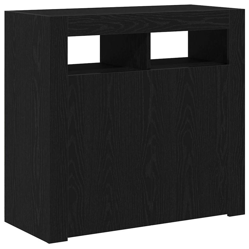 vidaXL Széf LED -es lámpákkal Fekete 80 x 35 x 75 cm Faanyag