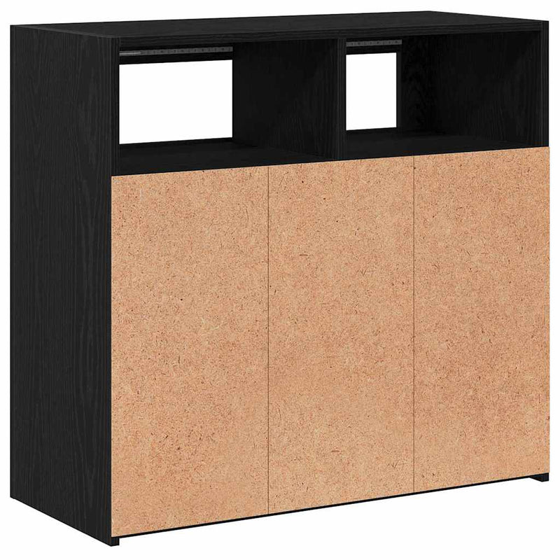 vidaXL Széf LED -es lámpákkal Fekete 80 x 35 x 75 cm Faanyag