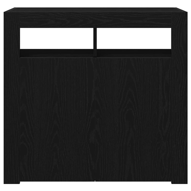 vidaXL Széf LED -es lámpákkal Fekete 80 x 35 x 75 cm Faanyag