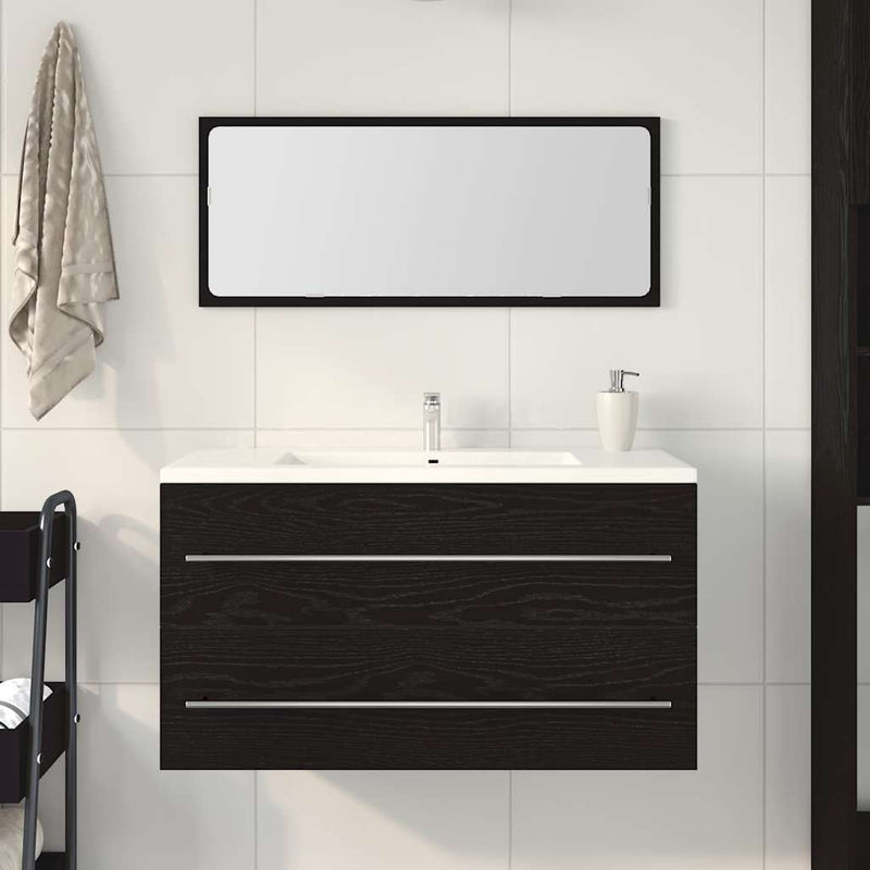 vidaXL Mosdó Szekrény fiókkal Fekete tölgy 90 x 45 x 1.5 cm Faanyag