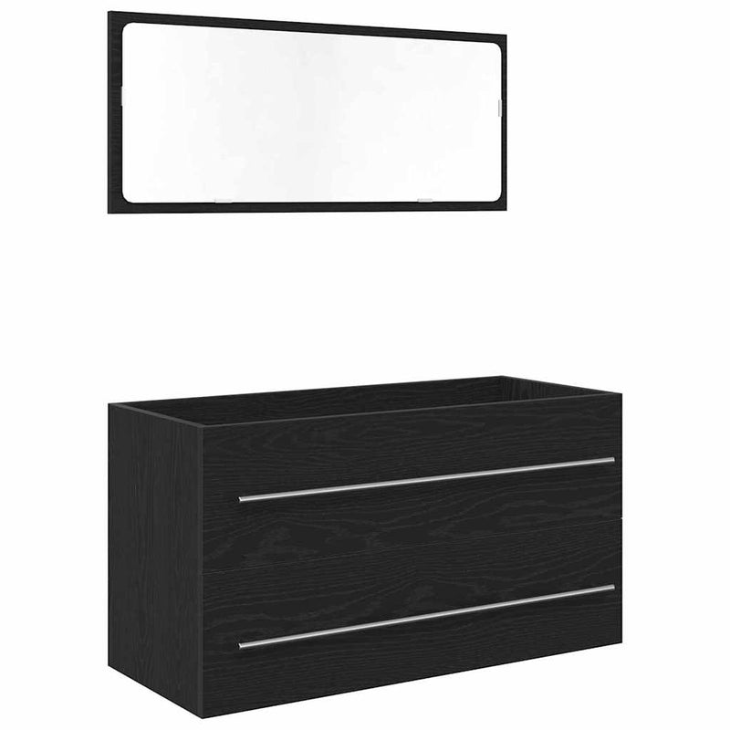 vidaXL Mosdó Szekrény fiókkal Fekete tölgy 90 x 45 x 1.5 cm Faanyag