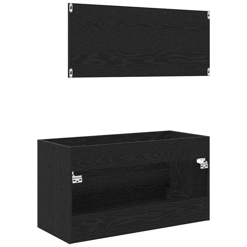 vidaXL Mosdó Szekrény fiókkal Fekete tölgy 90 x 45 x 1.5 cm Faanyag