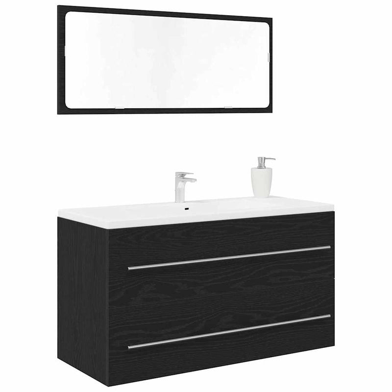 vidaXL Mosdó Szekrény fiókkal Fekete tölgy 90 x 45 x 1.5 cm Faanyag