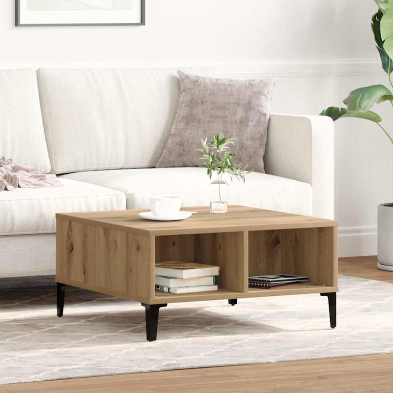 vidaXL Dohányzóasztal kézműves tölgy 60 x 60 x 30 cm Faanyag
