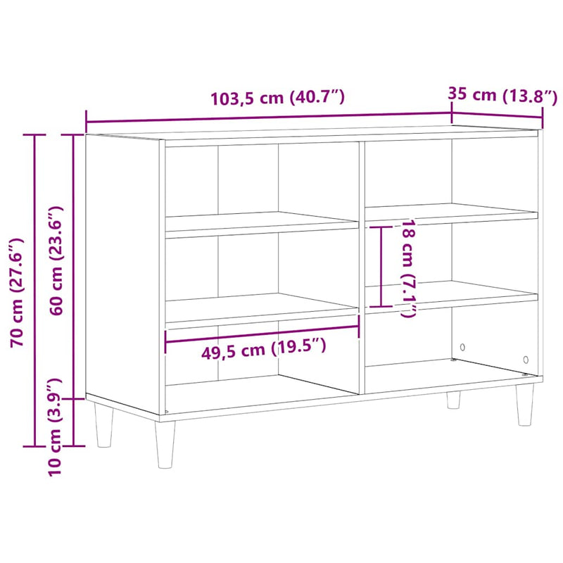 vidaXL Széf Musta tammi 103.5 x 35 x 70 cm Faanyag