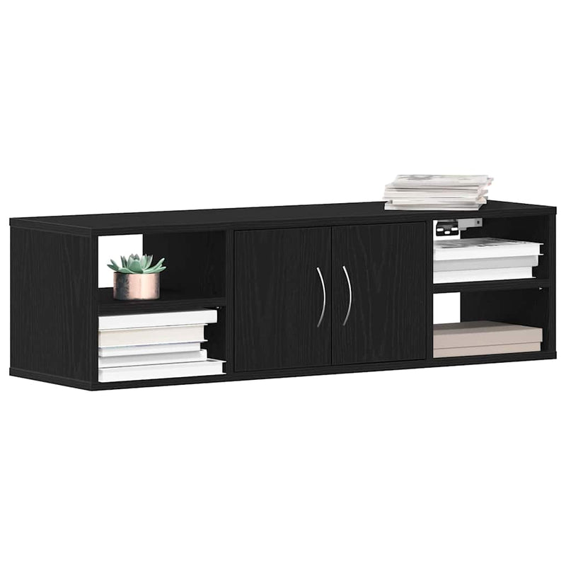 vidaXL Falpolc polcokkal ajtóval Fekete tölgy 140 x 41 x 75 cm Faanyag