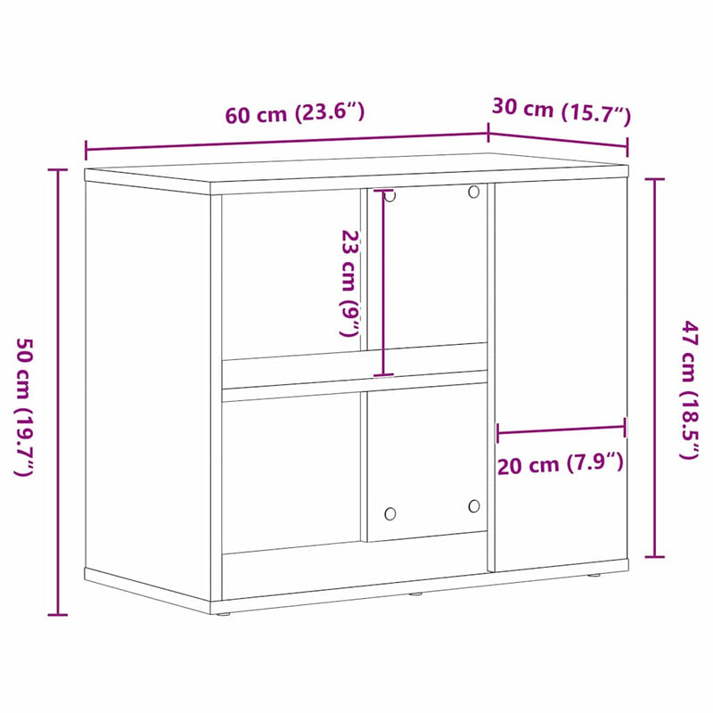 vidaXL Széf fiókkal Fekete tölgy 60 x 30 x 50 cm Faanyag