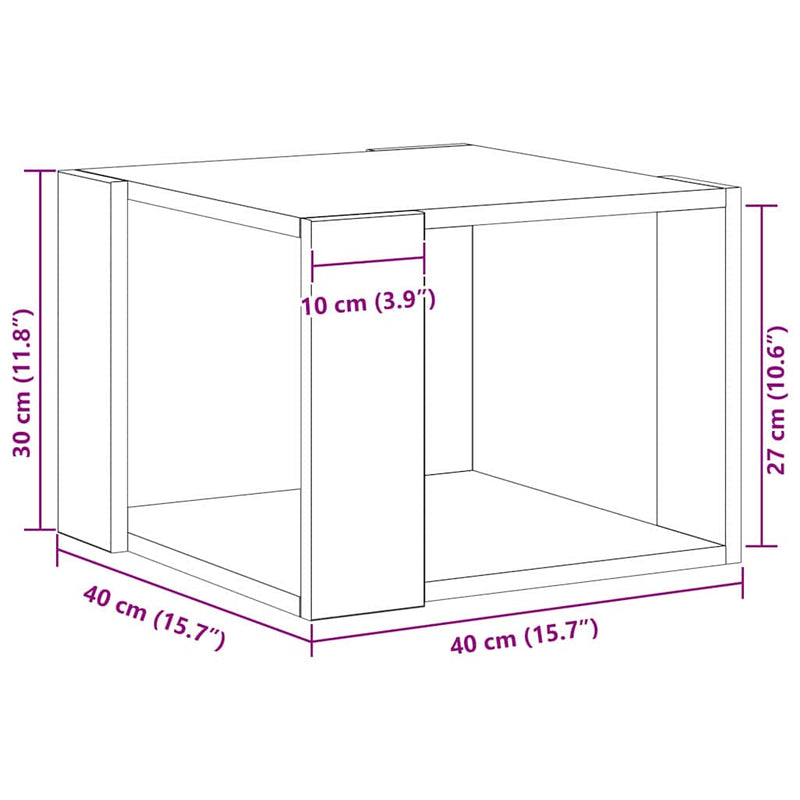 vidaXL Dohányzóasztal Musta tammi 40 x 40 x 30 cm Faanyag