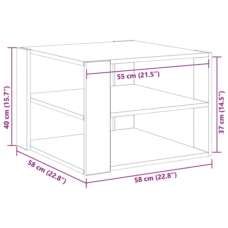 vidaXL Dohányzóasztal Musta tammi 59,5 x 59,5 x 40 cm Faanyag