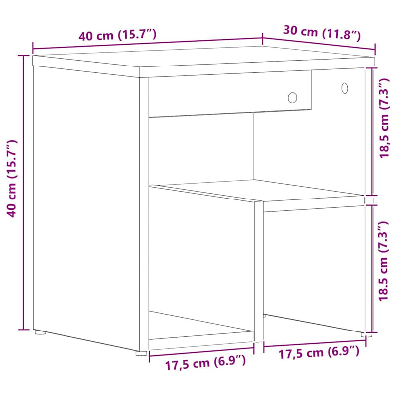 vidaXL Éjjeliszekrény 2 pcs Musta tammi 40 x 30 x 40 cm Faanyag