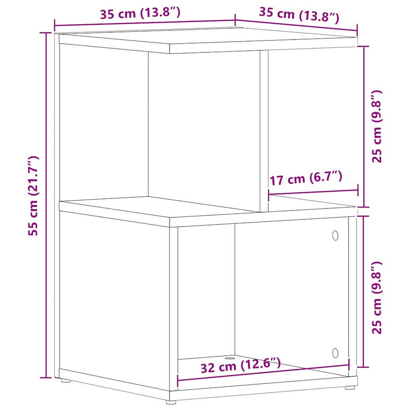 vidaXL Éjjeliszekrény 2 pcs Musta tammi 35 x 35 x 55 cm Faanyag