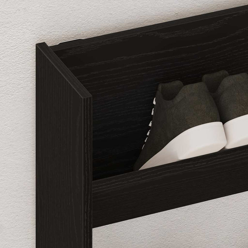 vidaXL Fali cipőtartó 2 pcs Musta tammi 80 x 18 x 90 cm Faanyag