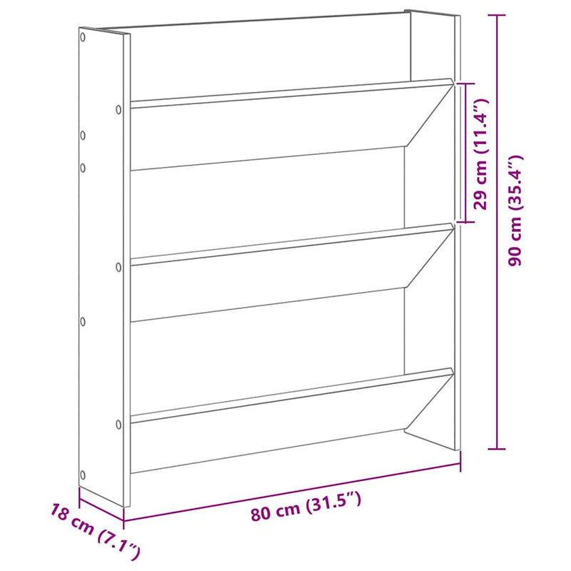 vidaXL Fali cipőtartó 2 pcs Musta tammi 80 x 18 x 90 cm Faanyag