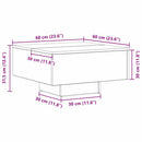 vidaXL Dohányzóasztal Fekete tölgy 60 x 60 x 31,5 cm Faanyag