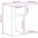 vidaXL Oldal asztal Fekete tölgy 50 x 30 x 50 cm Faanyag