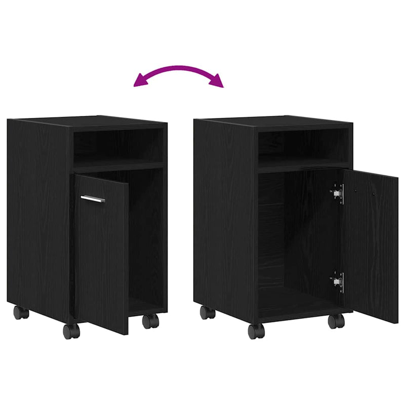 vidaXL Kerekes Oldalszekrény Fekete tölgy 33 x 38 x 60 cm Faanyag