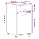 vidaXL Kerekes Oldalszekrény Fekete tölgy 33 x 38 x 60 cm Faanyag