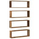 vidaXL Falpolcok polcokkal 4 pcs Öreg fa 80 x 15 x 26 cm Faanyag