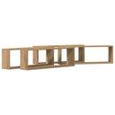 vidaXL Falpolcok polcokkal 4 pcs Művészi tölgy 80 x 15 x 26 cm Faanyag