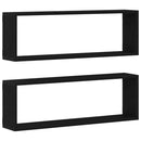vidaXL Falpolcok polcokkal 2 pcs Fekete tölgy 80 x 15 x 26 cm Faanyag