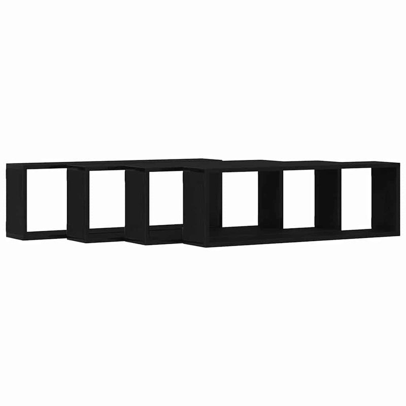 vidaXL Fali Polc polcokkal 4 pcs Fekete tölgy 80 x 15 x 26 cm Faanyag