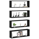 vidaXL Fali Polc polcokkal 4 pcs Fekete tölgy 80 x 15 x 26 cm Faanyag