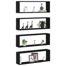 vidaXL Falpolcok polcokkal 4 pcs Fekete tölgy 80 x 15 x 26 cm Faanyag