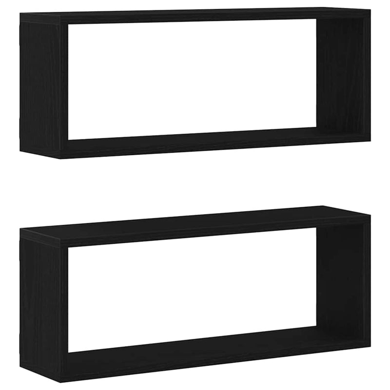 vidaXL Fali Polcok polcokkal 2 pcs Musta tammi 60 x 15 x 23 cm Faanyag
