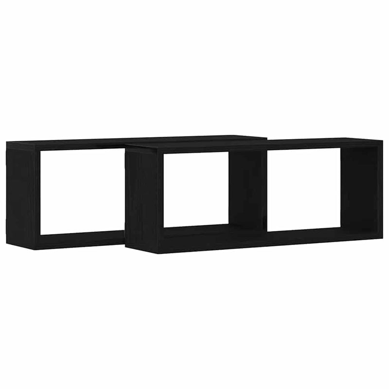 vidaXL Fali Polcok polcokkal 2 pcs Musta tammi 60 x 15 x 23 cm Faanyag