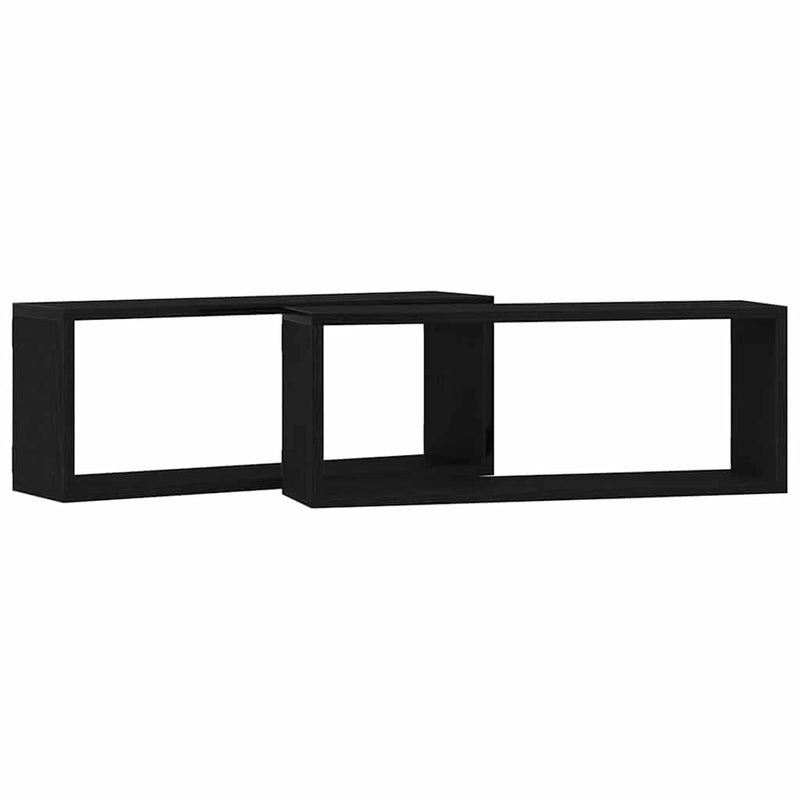 vidaXL Fali Polcok polcokkal 2 pcs Musta tammi 60 x 15 x 23 cm Faanyag