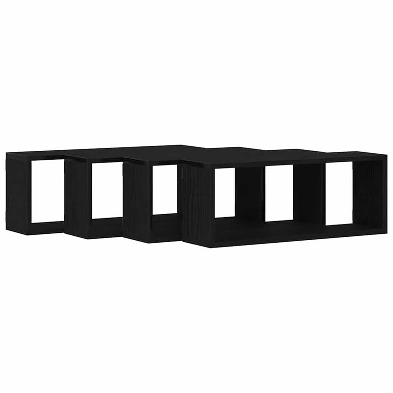 vidaXL Fali Polcok polcokkal 4 pcs Musta tammi 60 x 15 x 23 cm Faanyag