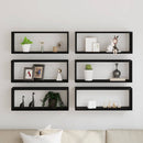 vidaXL Fali Polcok polcokkal 6 pcs Musta tammi 60 x 15 x 23 cm Faanyag