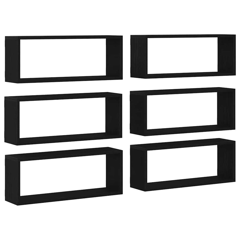 vidaXL Fali Polcok polcokkal 6 pcs Musta tammi 60 x 15 x 23 cm Faanyag