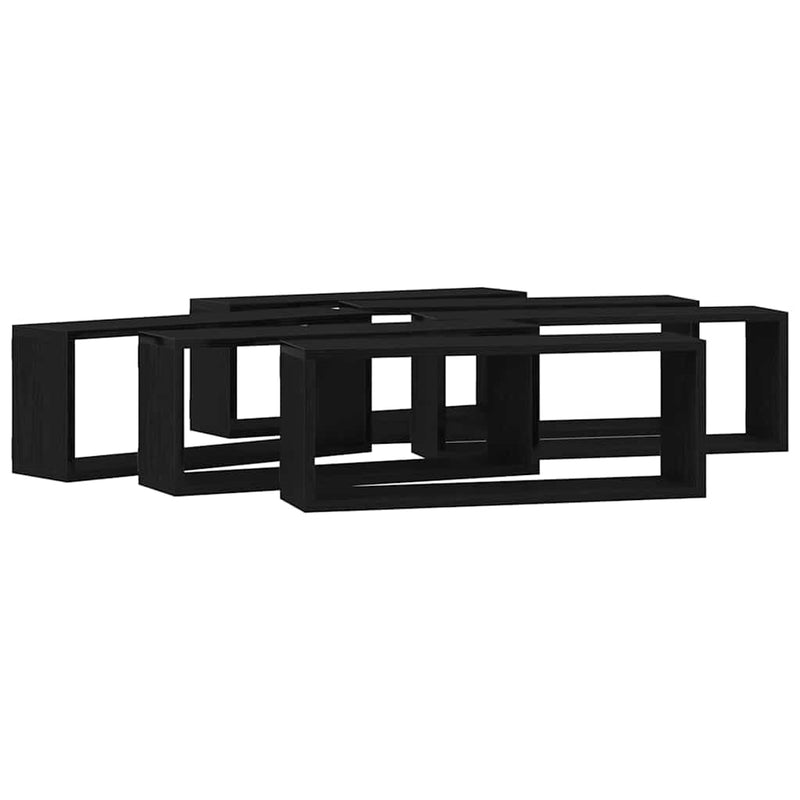 vidaXL Fali Polcok polcokkal 6 pcs Musta tammi 60 x 15 x 23 cm Faanyag