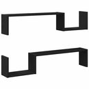 vidaXL Falpolc polcokkal 2 pcs Fekete tölgy 100 x 15 x 20 cm Faanyag