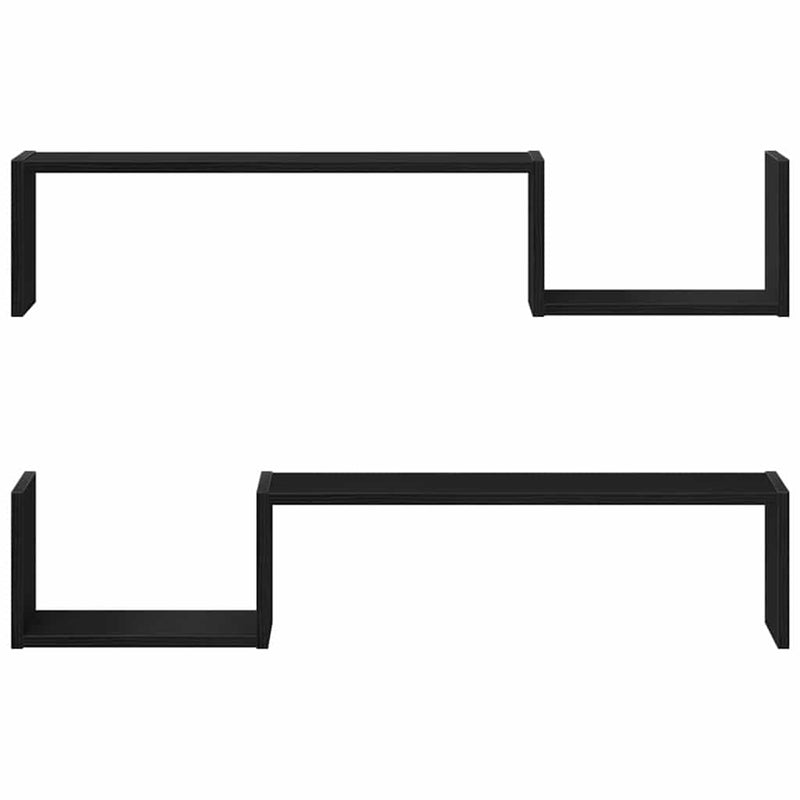 vidaXL Falpolc polcokkal 2 pcs Fekete tölgy 100 x 15 x 20 cm Faanyag