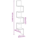 vidaXL Sarokpolc polcokkal Fekete tölgy 20 x 20 x 127,5 cm Faanyag