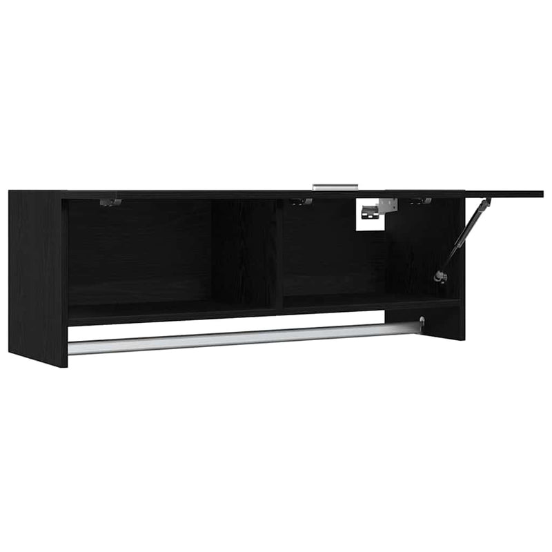 vidaXL Ruhásszekrény tárolóval Fekete 100 x 32.5 x 35 cm Faanyag