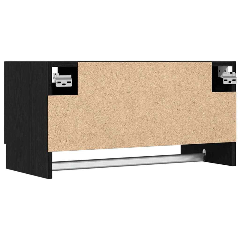 vidaXL Ruhásszekrény tárolóval Fekete 70 x 32.5 x 35 cm Faanyag