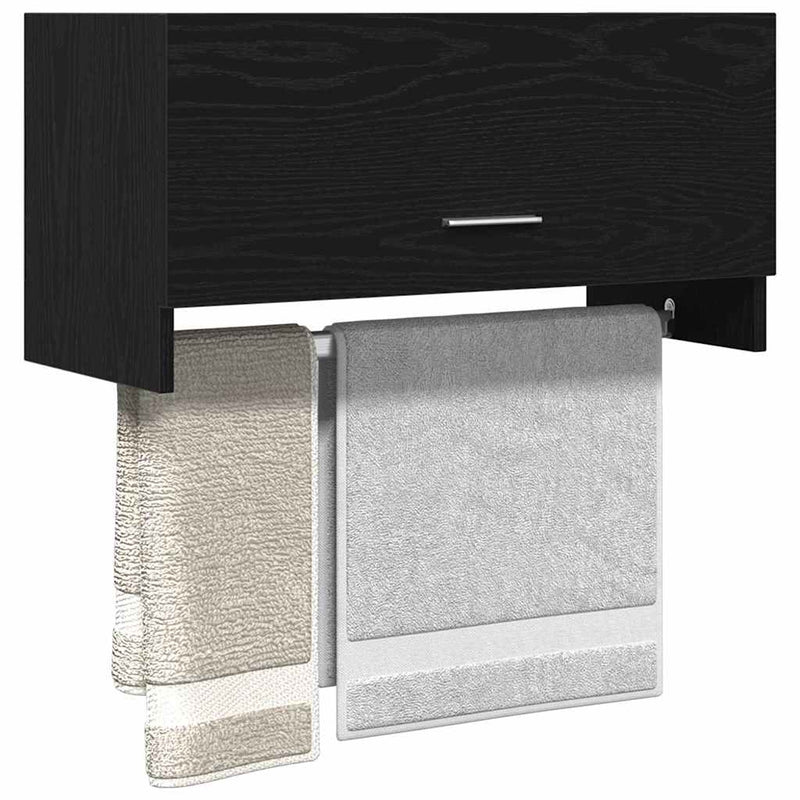 vidaXL Ruhásszekrény tárolóval Fekete 70 x 32.5 x 35 cm Faanyag