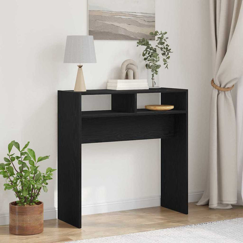 vidaXL Konzolasztal Musta tammi 78 x 30 x 80 cm Faanyag