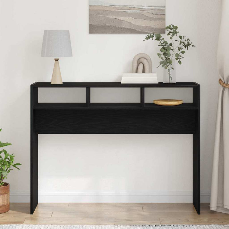 vidaXL Konzolasztal Musta tammi 105 x 30 x 80 cm Faanyag