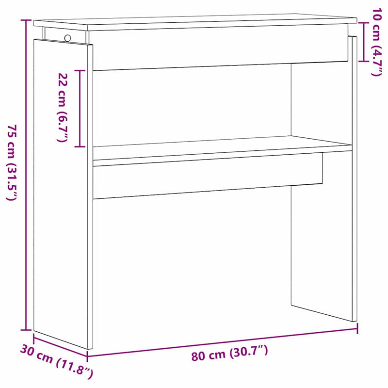 vidaXL Konzolasztal Musta tammi 80 x 30 x 80 cm Faanyag